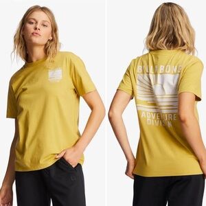🌺$5 BILLABONG Yellow "Adventure Division" T-Shirt Top Sz XS